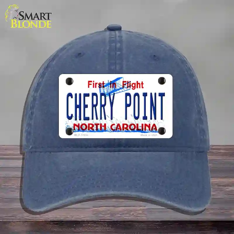 HAT11-MLP-11834 Cherry Point North Carolina Novelty License Plate Hat, Unconstructed Cotton - Navy