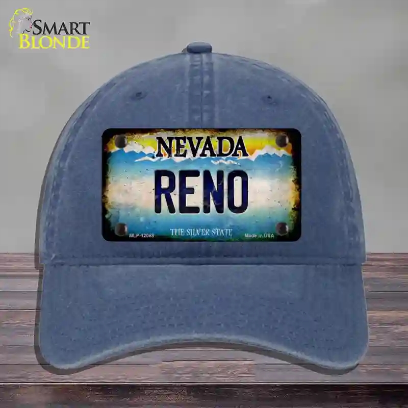 HAT11-MLP-12068 Nevada Reno Novelty License Plate Hat, Unconstructed Cotton - Navy