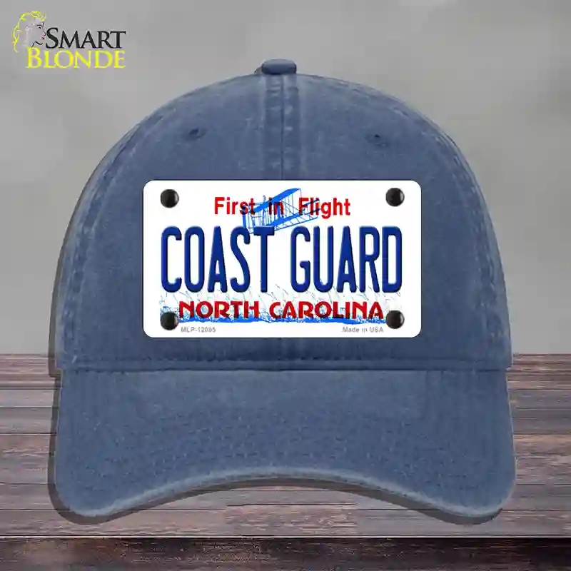 HAT11-MLP-12095 Coast Guard North Carolina State Novelty License Plate Hat, Unconstructed Cotton - Navy