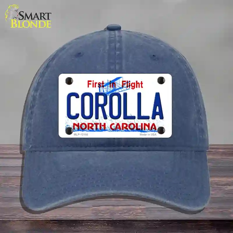 HAT11-MLP-12108 Corolla North Carolina State Novelty License Plate Hat, Unconstructed Cotton - Navy