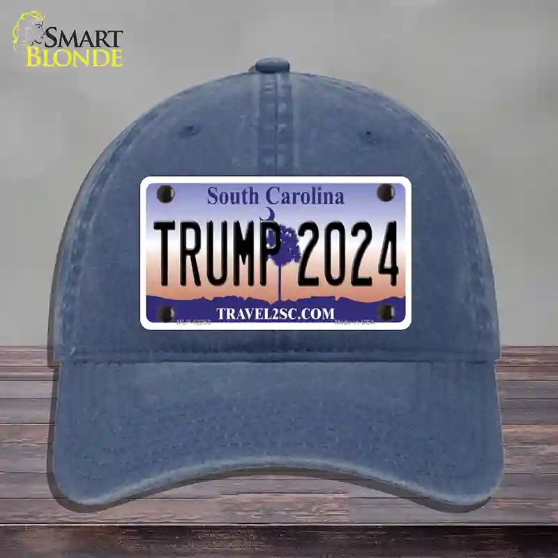 HAT11-MLP-12253 Trump 2024 South Carolina Novelty License Plate Hat, Unconstructed Cotton - Navy