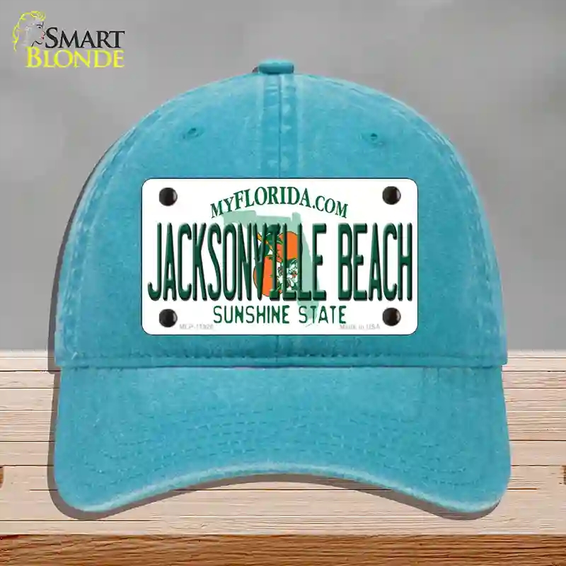 HAT10-MLP-11926 Florida Jacksonville Beach Novelty License Plate Hat, Unconstructed Cotton - Lake Blue