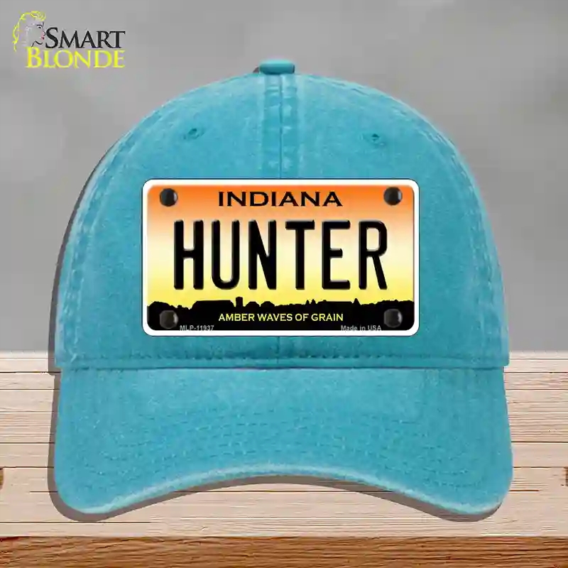 HAT10-MLP-11937 Hunter Indiana Novelty License Plate Hat, Unconstructed Cotton - Lake Blue