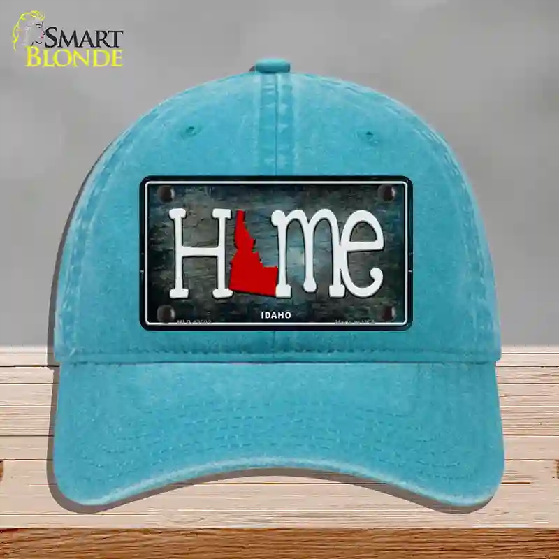 HAT10-MLP-12003 Idaho Home State Outline Novelty License Plate Hat, Unconstructed Cotton - Lake Blue