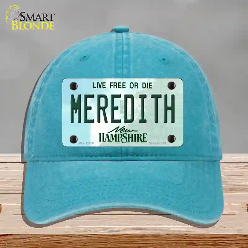 HAT10-MLP-12078 Meredith   Hampshire State Novelty License Plate Hat, Unconstructed Cotton - Lake Blue