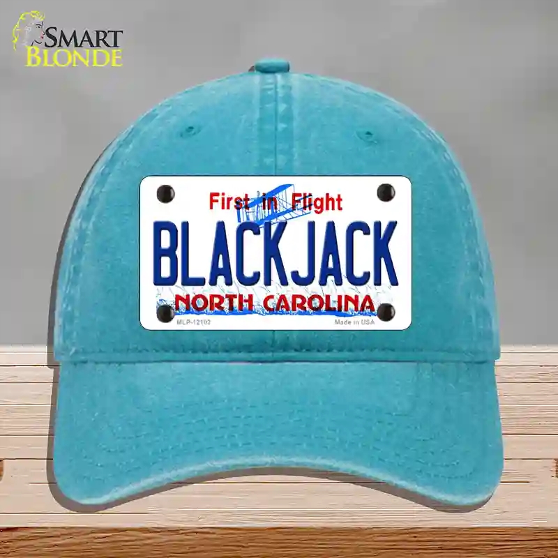 HAT10-MLP-12102 Blackjack North Carolina State Novelty License Plate Hat, Unconstructed Cotton - Lake Blue