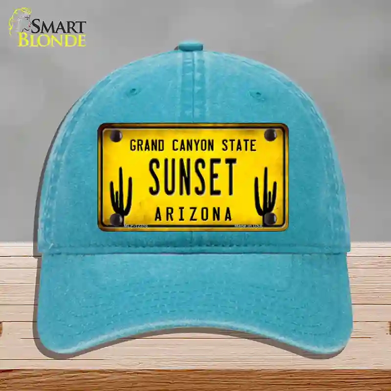 HAT10-MLP-12318 Arizona Sunset Novelty License Plate Hat, Unconstructed Cotton - Lake Blue