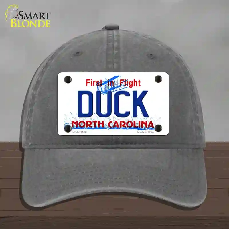HAT08-MLP-12086 Duck North Carolina State Novelty License Plate Hat, Unconstructed Cotton - Charcoal
