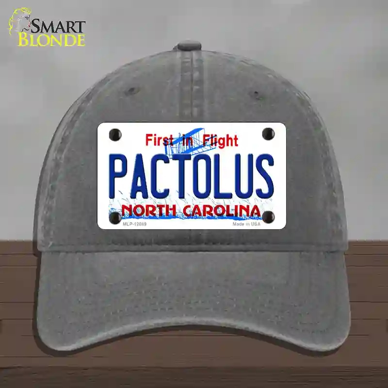 HAT08-MLP-12089 Pactolus North Carolina State Novelty License Plate Hat, Unconstructed Cotton - Charcoal