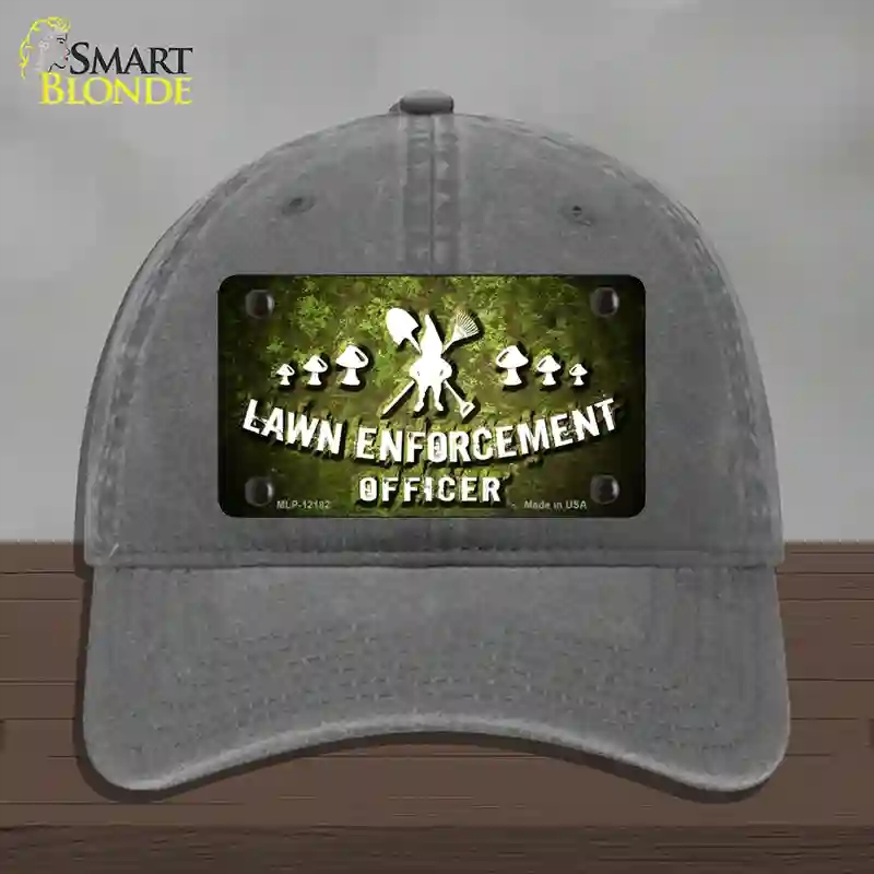 HAT08-MLP-12182 Lawn Enforcement Gnome Novelty License Plate Hat, Unconstructed Cotton - Charcoal