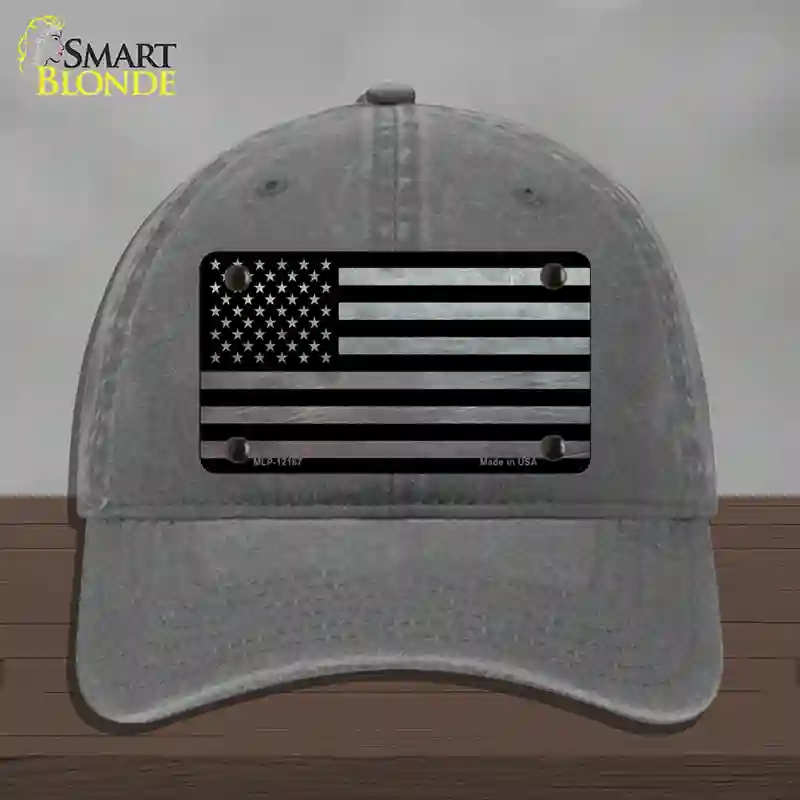 HAT08-MLP-12187 American Flag Black & Gray Novelty License Plate Hat, Unconstructed Cotton - Charcoal
