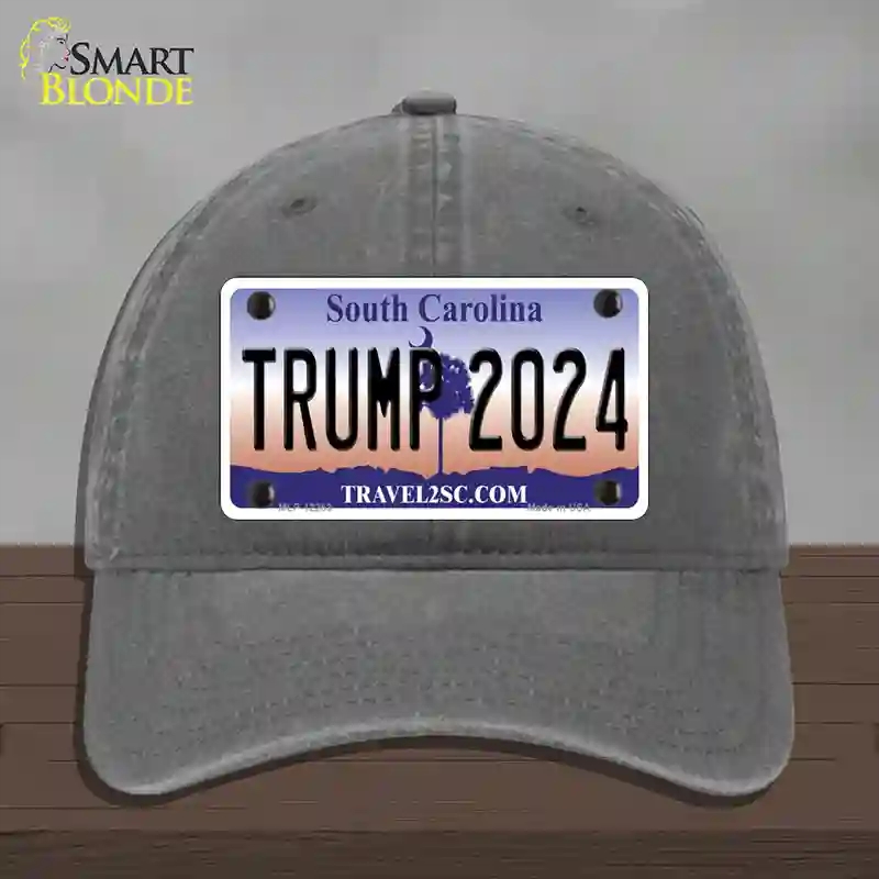 HAT08-MLP-12253 Trump 2024 South Carolina Novelty License Plate Hat, Unconstructed Cotton - Charcoal