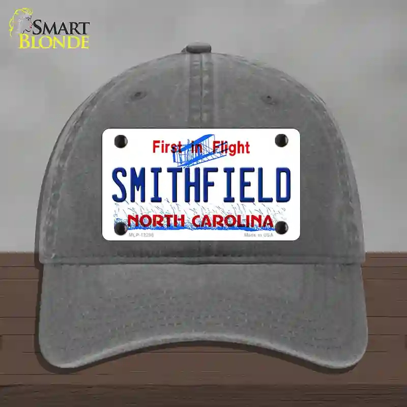 HAT08-MLP-12296 North Carolina Smithfield Novelty License Plate Hat, Unconstructed Cotton - Charcoal