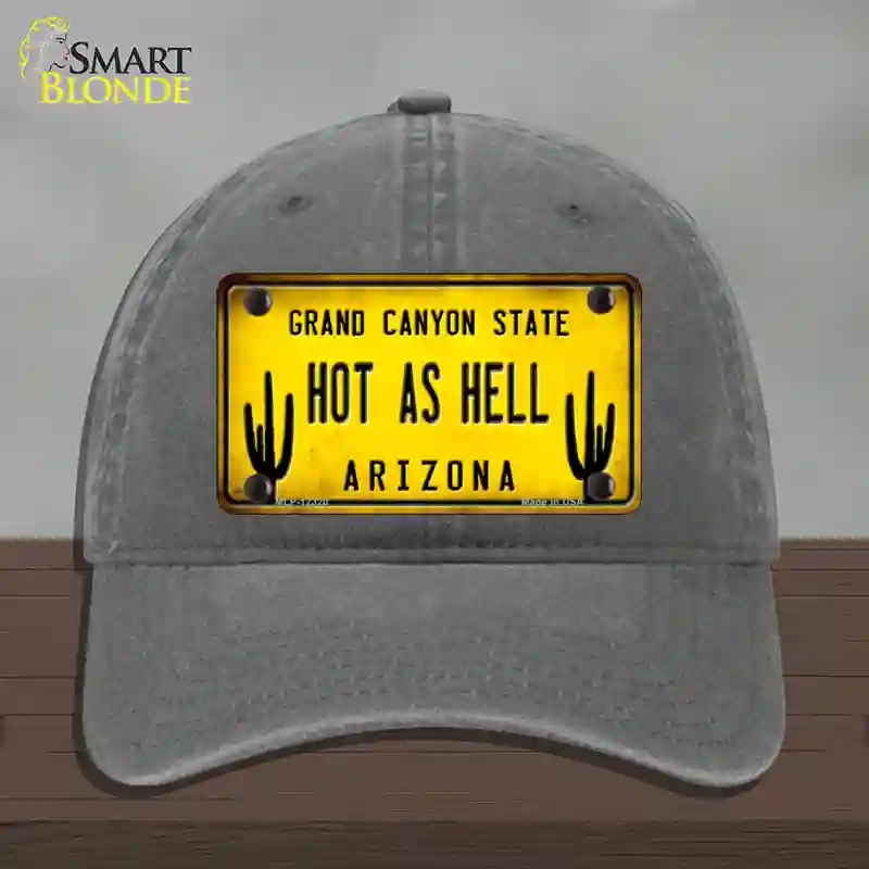 HAT08-MLP-12320 Arizona Hot as Hell Novelty License Plate Hat, Unconstructed Cotton - Charcoal