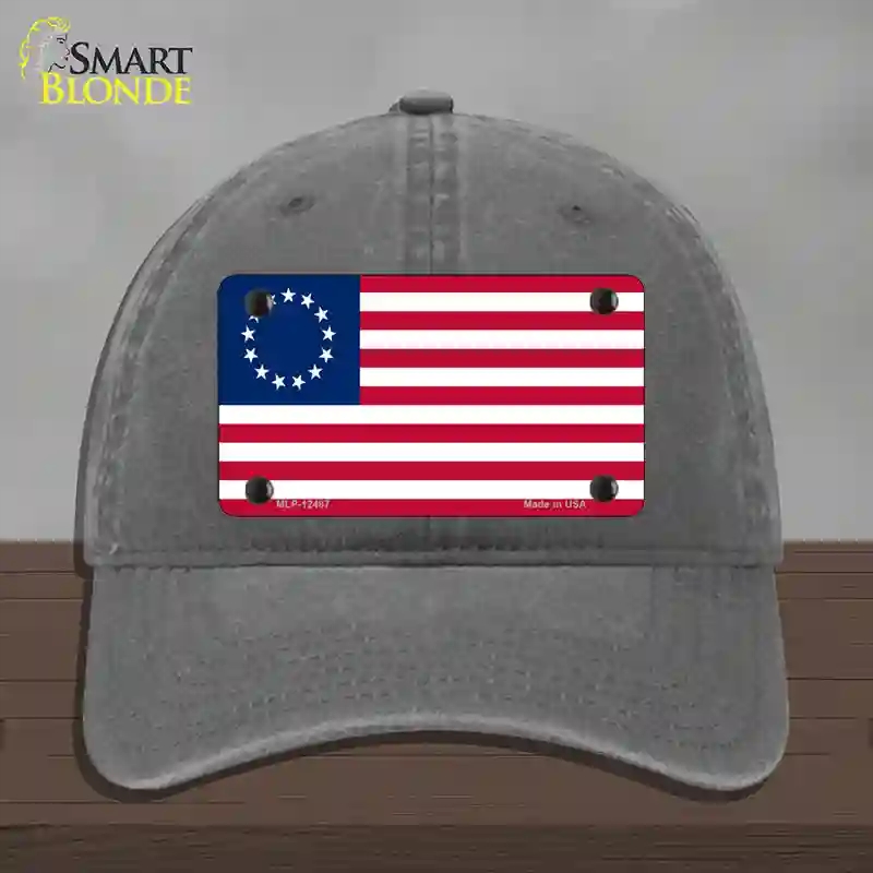 HAT08-MLP-12487 Betsy Ross American Flag Novelty License Plate Hat, Unconstructed Cotton - Charcoal