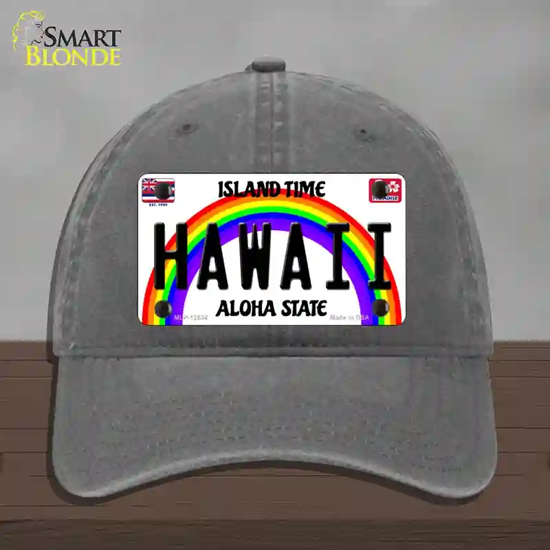 HAT08-MLP-12534 Hawaii Novelty License Plate Hat, Unconstructed Cotton - Charcoal
