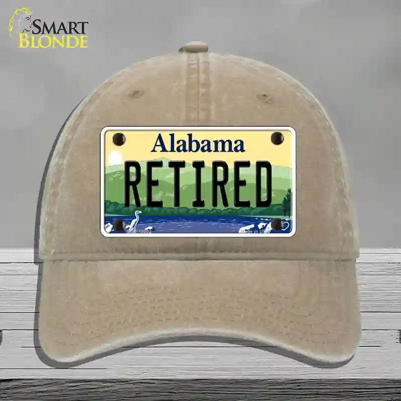 HAT09-MLP-10002 Retired Alabama Novelty License Plate Hat, Unconstructed Cotton - Khaki