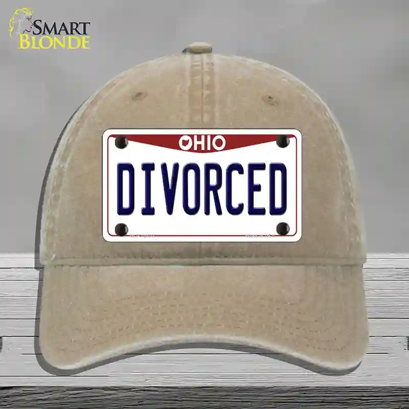 HAT09-MLP-10103 Divorced Ohio Novelty License Plate Hat, Unconstructed Cotton - Khaki