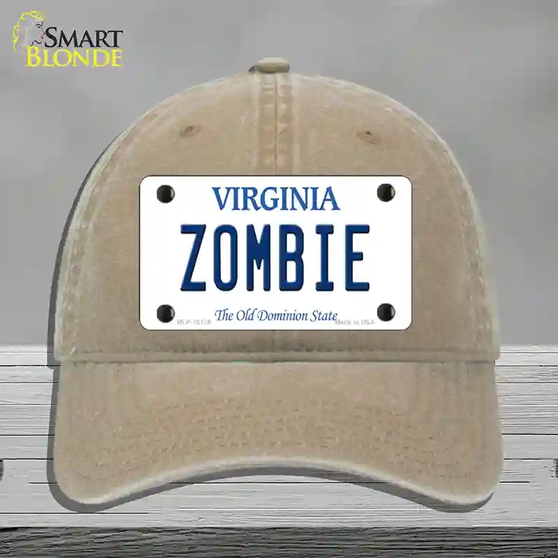 HAT09-MLP-10126 Zombie Virginia Novelty License Plate Hat, Unconstructed Cotton - Khaki