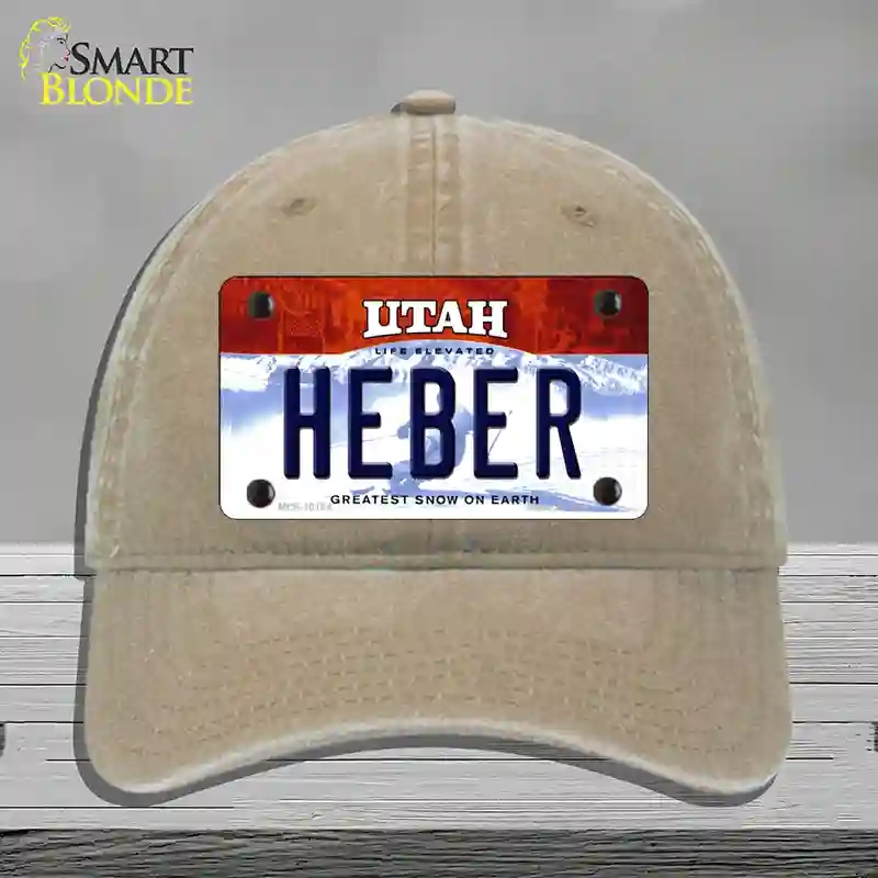 HAT09-MLP-10194 Heber Utah Novelty License Plate Hat, Unconstructed Cotton - Khaki
