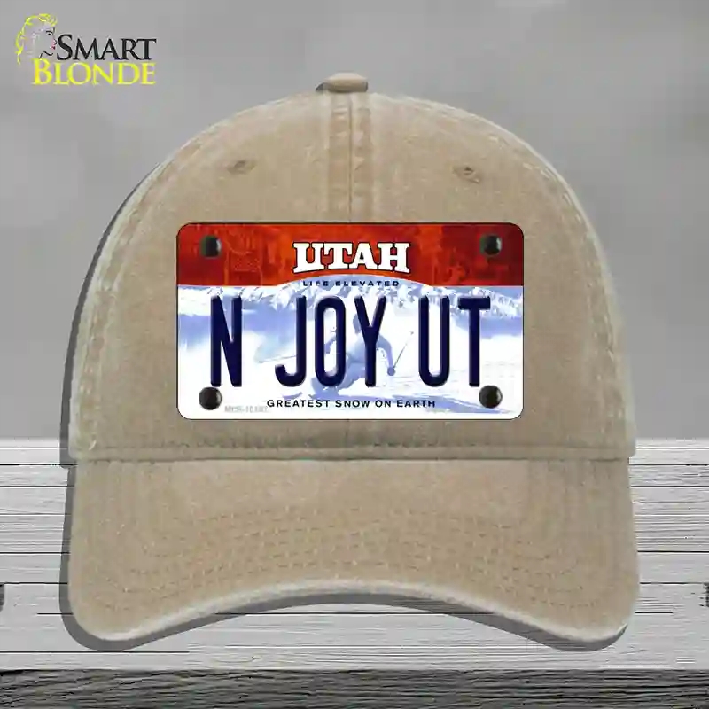 HAT09-MLP-10197 N Joy UT Utah Novelty License Plate Hat, Unconstructed Cotton - Khaki