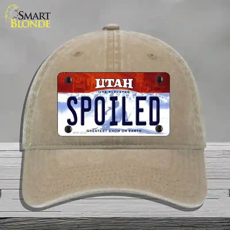 HAT09-MLP-10210 Spoiled Utah Novelty License Plate Hat, Unconstructed Cotton - Khaki