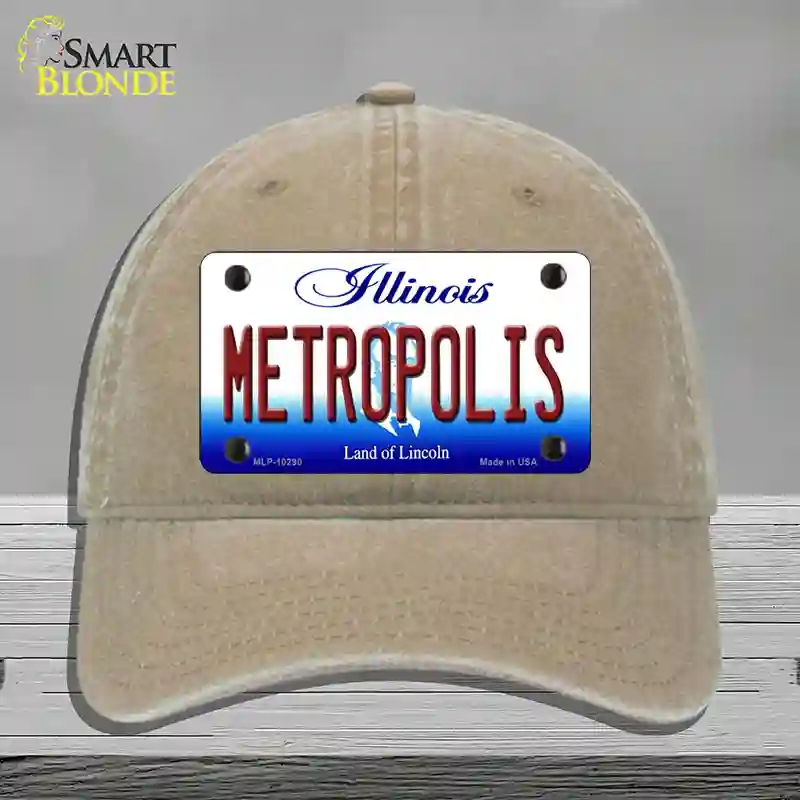 HAT09-MLP-10290 Metropolis Illinois Novelty License Plate Hat, Unconstructed Cotton - Khaki