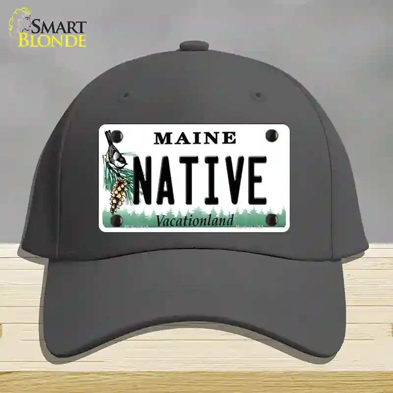 HAT04-MLP-10416 Native Maine Novelty License Plate Hat, Cotton - Charcoal