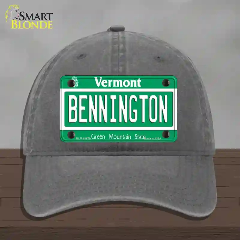 HAT08-MLP-10670 Bennington Vermont Novelty License Plate Hat, Unconstructed Cotton - Charcoal