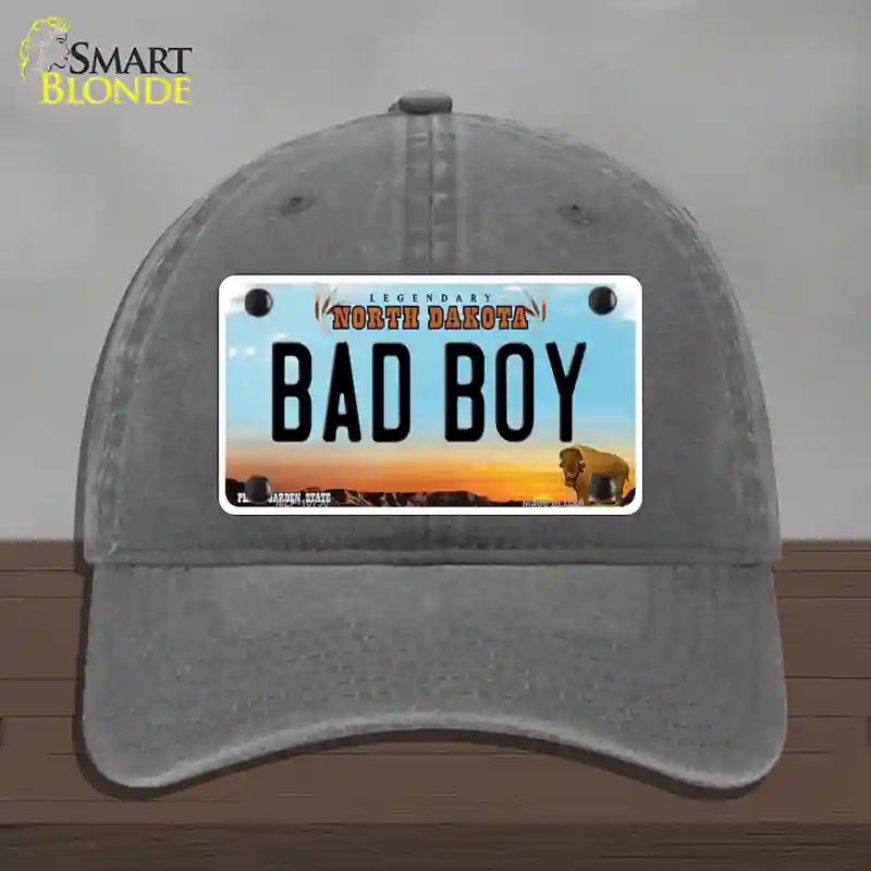 HAT08-MLP-10730 Bad Boy North Dakota Novelty License Plate Hat, Unconstructed Cotton - Charcoal
