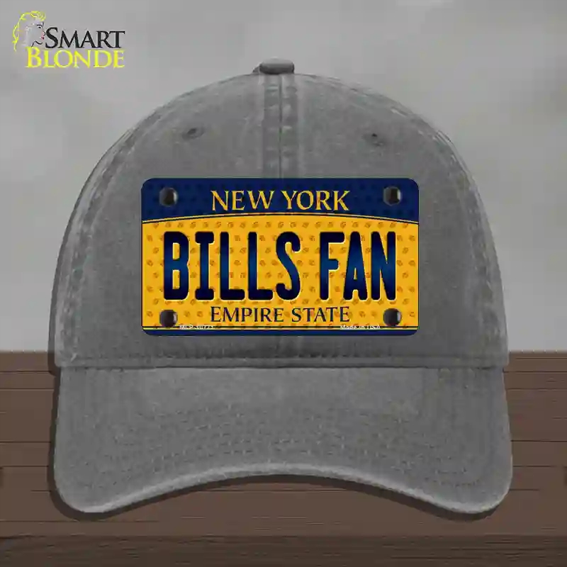 HAT08-MLP-10771 Bills Fan   York Novelty License Plate Hat, Unconstructed Cotton - Charcoal