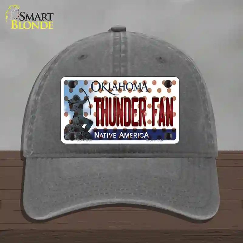 HAT08-MLP-10868 Thunder Fan Oklahoma Novelty License Plate Hat, Unconstructed Cotton - Charcoal