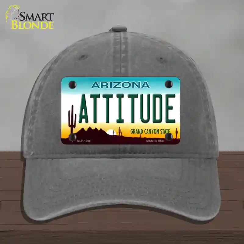HAT08-MLP-1089 Arizona Attitude Novelty License Plate Hat, Unconstructed Cotton - Charcoal
