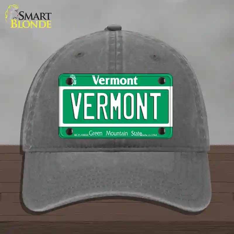 HAT08-MLP-10658 Vermont Green Mountain State Novelty License Plate Hat, Unconstructed Cotton - Charcoal