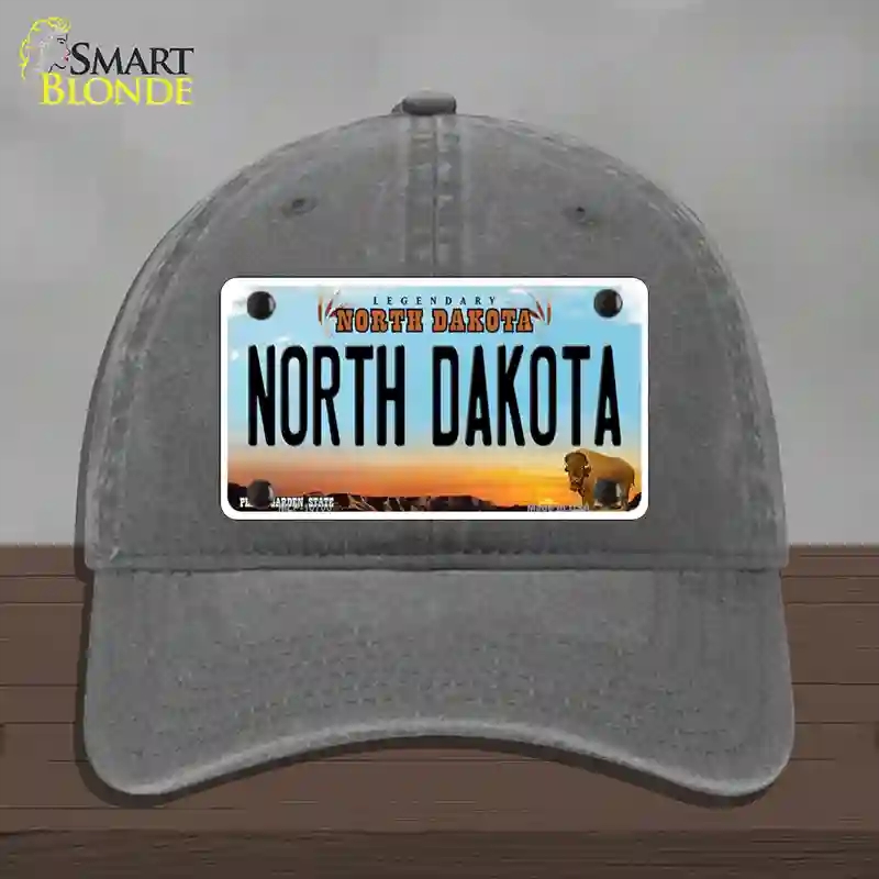 HAT08-MLP-10700 North Dakota Legendary Novelty License Plate Hat, Unconstructed Cotton - Charcoal