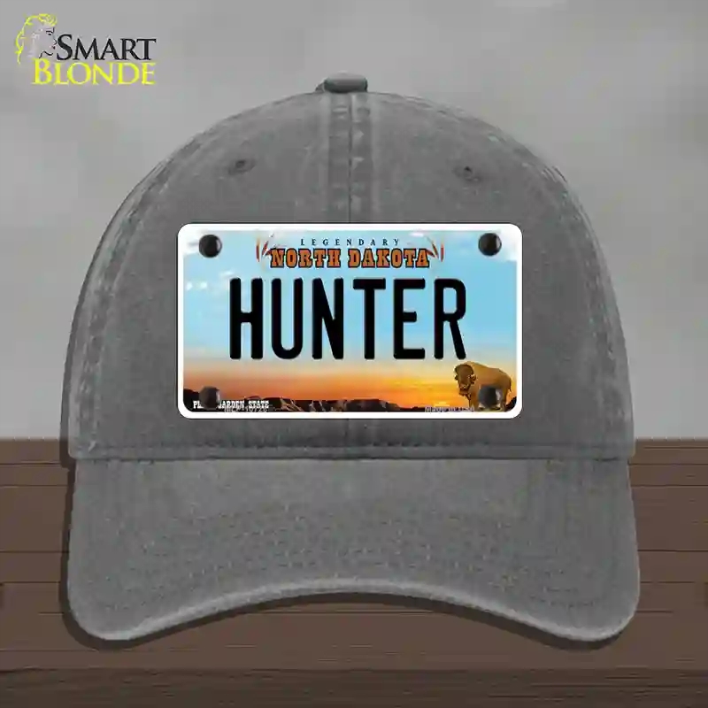 HAT08-MLP-10728 Hunter North Dakota Novelty License Plate Hat, Unconstructed Cotton - Charcoal