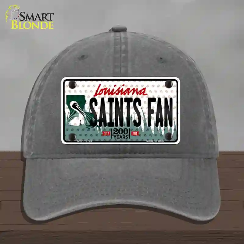 HAT08-MLP-10764 Saints Fan Louisiana Novelty License Plate Hat, Unconstructed Cotton - Charcoal