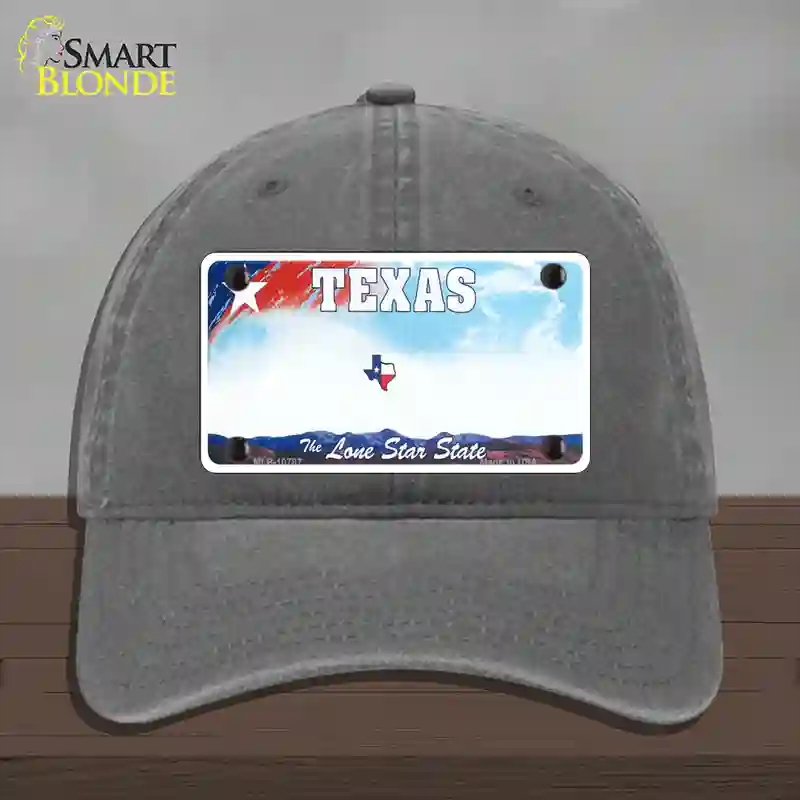 HAT08-MLP-10787 Texas   State Novelty License Plate Hat, Unconstructed Cotton - Charcoal