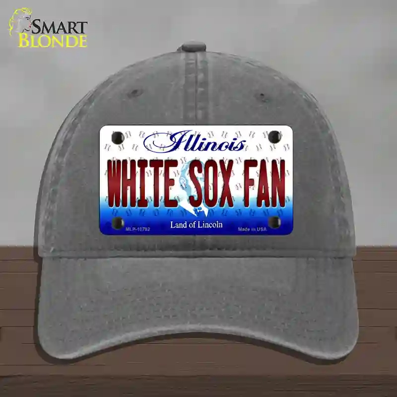 HAT08-MLP-10792 White Sox Fan Illinois Novelty License Plate Hat, Unconstructed Cotton - Charcoal