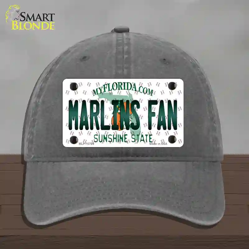 HAT08-MLP-10799 Marlins Fan Florida Novelty License Plate Hat, Unconstructed Cotton - Charcoal