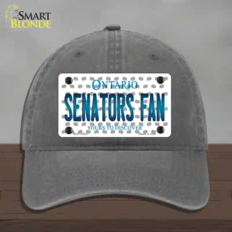 HAT08-MLP-10822 Senators Fan Ontario Novelty License Plate Hat, Unconstructed Cotton - Charcoal