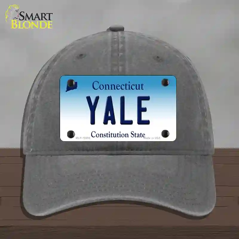 HAT08-MLP-10899 Yale Connecticut Novelty License Plate Hat, Unconstructed Cotton - Charcoal