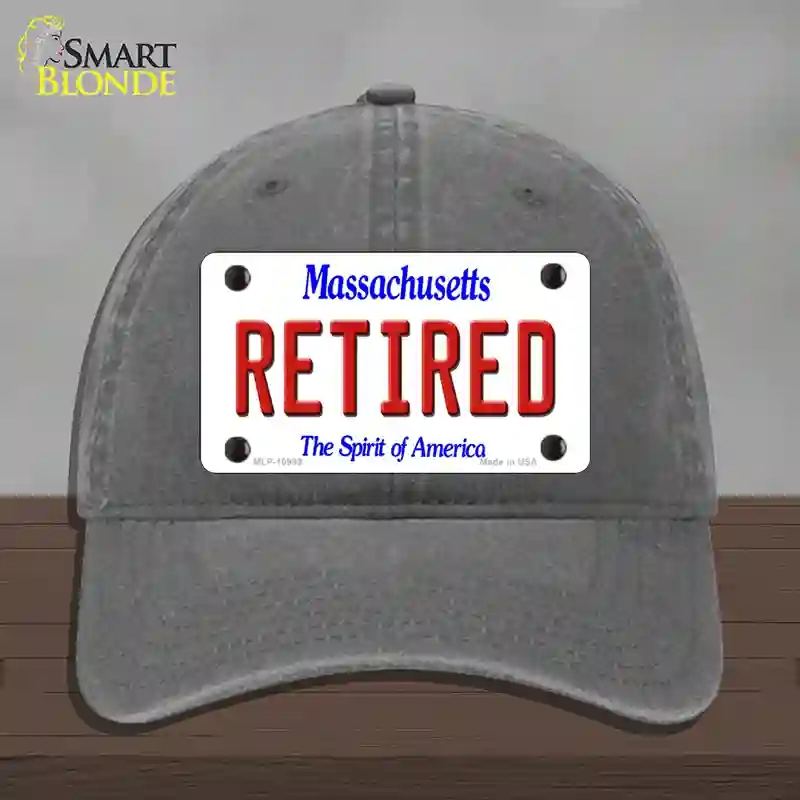 HAT08-MLP-10999 Retired Massachusetts Novelty License Plate Hat, Unconstructed Cotton - Charcoal