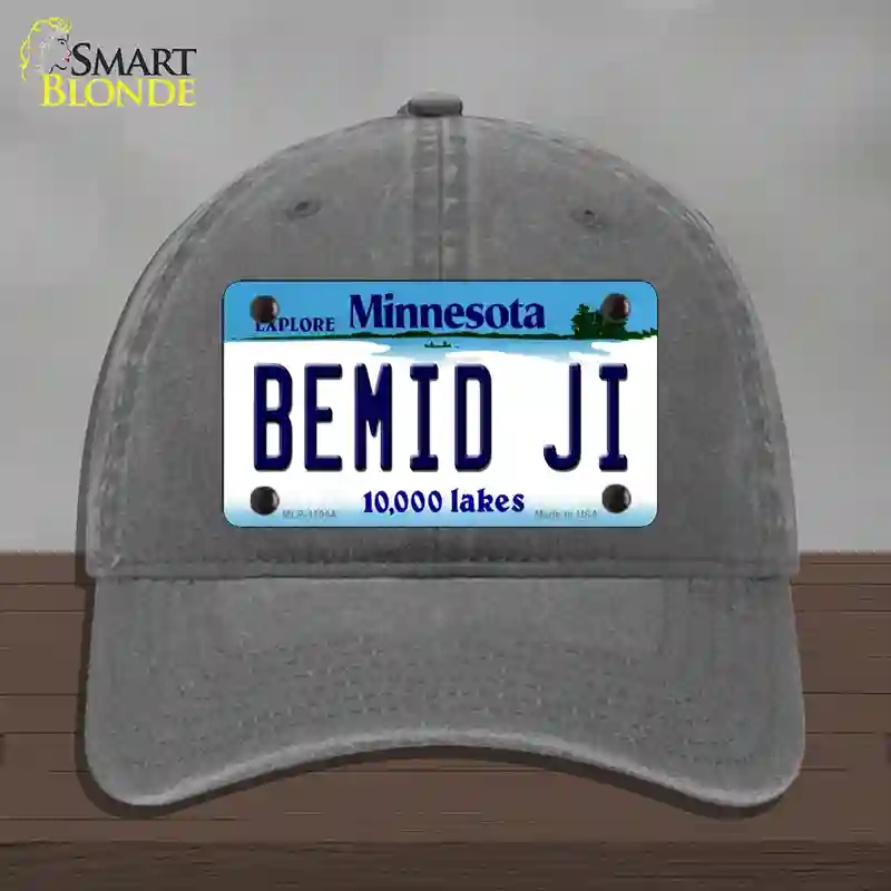 HAT08-MLP-11044 Bemid Ji Minnesota State Novelty License Plate Hat, Unconstructed Cotton - Charcoal