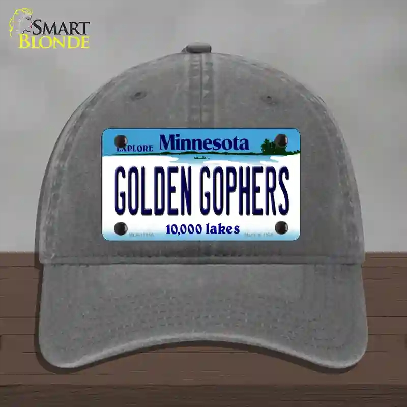 HAT08-MLP-11056 Golden Gophers Minnesota State Novelty License Plate Hat, Unconstructed Cotton - Charcoal