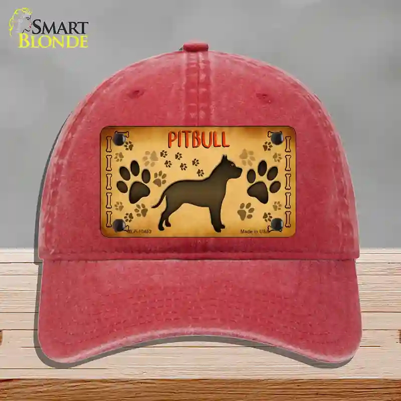 HAT13-MLP-10453 Pitbull Novelty License Plate Hat, Unconstructed Cotton - Red