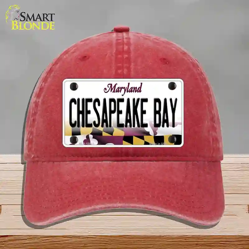 HAT13-MLP-10510 Chesapeake Bay Maryland Novelty License Plate Hat, Unconstructed Cotton - Red