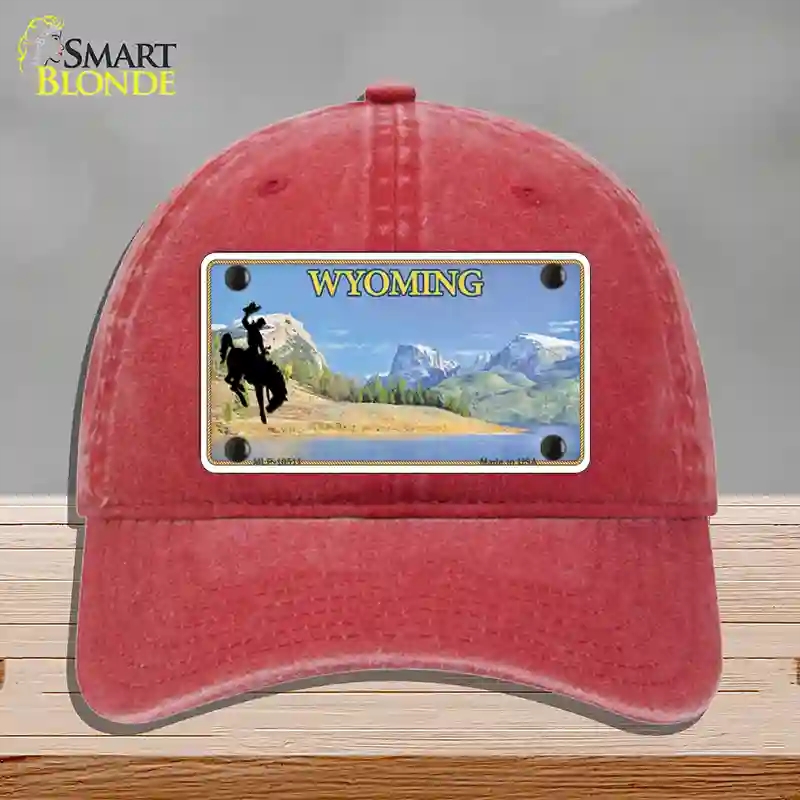 HAT13-MLP-10511 Wyoming Blank Novelty License Plate Hat, Unconstructed Cotton - Red