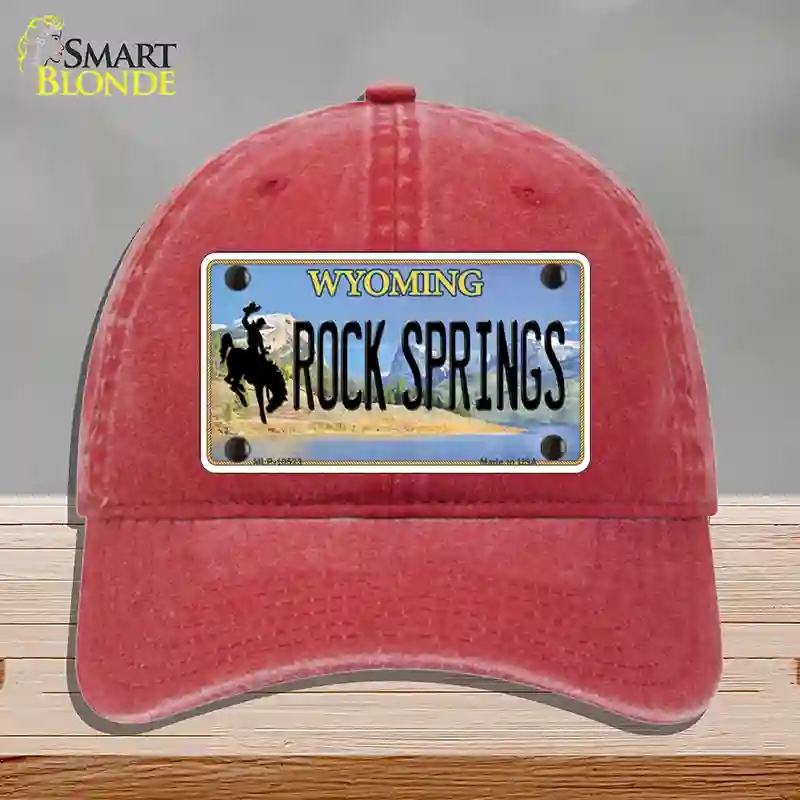 HAT13-MLP-10523 Rock Springs Wyoming Novelty License Plate Hat, Unconstructed Cotton - Red