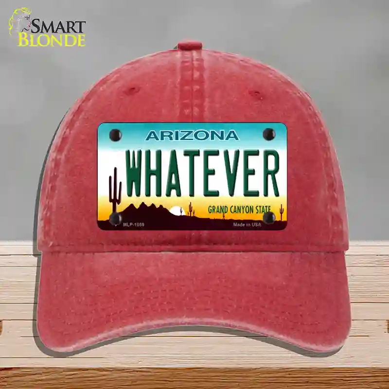 HAT13-MLP-1059 Whatever Arizona Novelty License Plate Hat, Unconstructed Cotton - Red